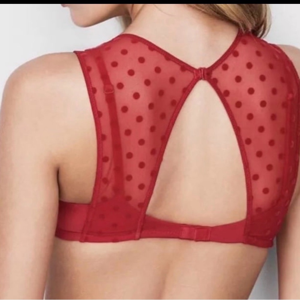 Victoria's Secret Padded Plunge Racerback Bra vibrant red Size 34D